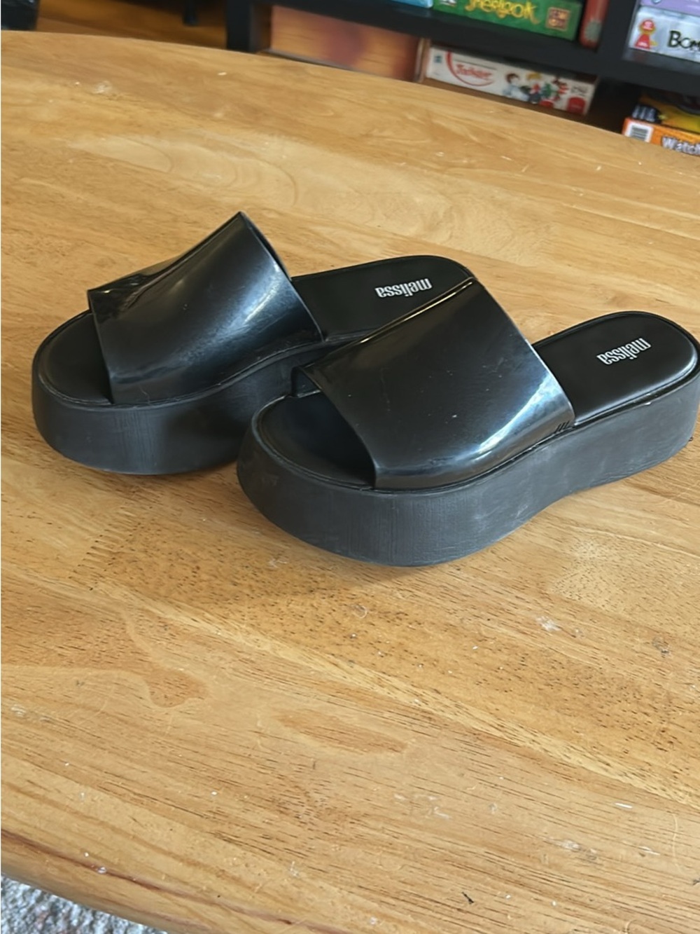 Melissa Black Platform Slide Sandals with Wide Strap